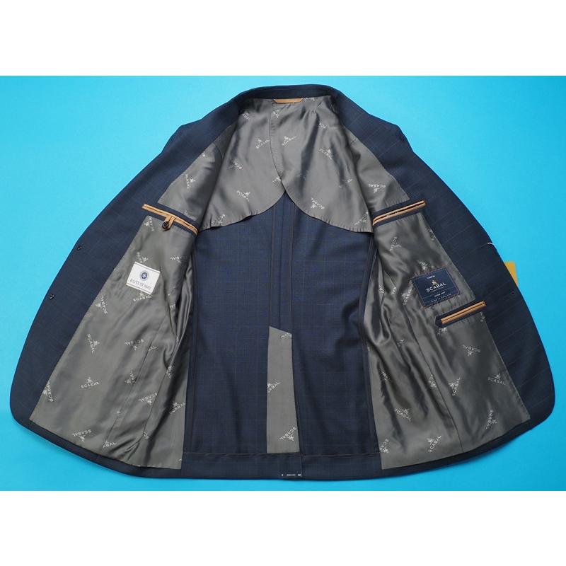 新品20.6万円 大手百貨店扱い 春秋 日本製『Scabal スキャバル 英国製生地』Super140Sウール 綾織 艶感 チェック柄 スーツA7灰(C)1703481の画像