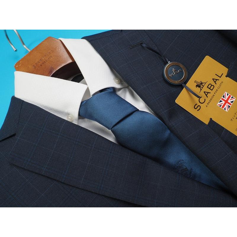 新品20.6万円 大手百貨店扱い 春秋 日本製『Scabal スキャバル 英国製生地』Super140Sウール 綾織 艶感 チェック柄 スーツA7灰(C)1703481の画像