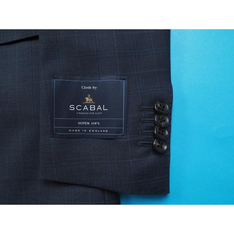新品20.6万円 大手百貨店扱い 春秋 日本製『Scabal スキャバル 英国製生地』Super140Sウール 綾織 艶感 チェック柄 スーツA7灰(C)1703481の画像