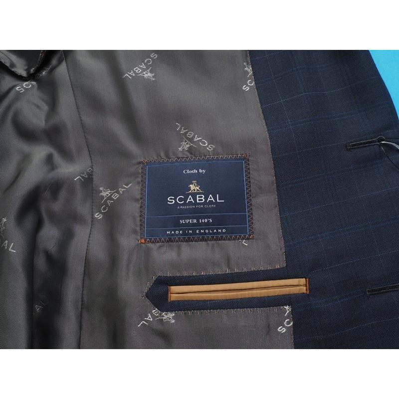 新品20.6万円 大手百貨店扱い 春秋 日本製『Scabal スキャバル 英国製生地』Super140Sウール 綾織 艶感 チェック柄 スーツA7灰(C)1703481の画像