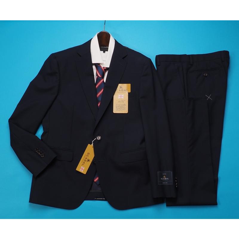 新品20.6万円 大手百貨店扱い 春夏 日本製『Scabal スキャバル 英国製生地』Super120Sウール 無地 スーツA5濃紺(B)1703671の画像