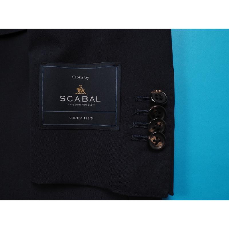 新品20.6万円 大手百貨店扱い 春夏 日本製『Scabal スキャバル 英国製生地』Super120Sウール 無地 スーツA5濃紺(B)1703671の画像