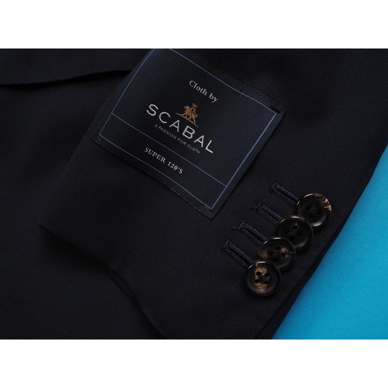 新品20.6万円 大手百貨店扱い 春夏 日本製『Scabal スキャバル 英国製生地』Super120Sウール 無地 スーツA5濃紺(B)1703671の画像