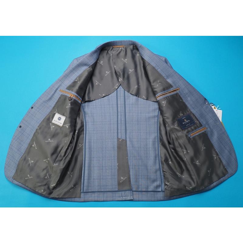 新品20.6万円 大手百貨店扱い 春秋 日本製『Scabal スキャバル 英国製生地』Super140Sウール グレンチェック柄スーツAB6青(H)1703681の画像