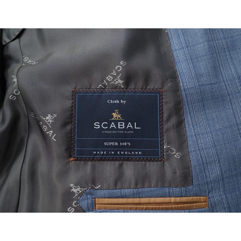 新品20.6万円 大手百貨店扱い 春秋 日本製『Scabal スキャバル 英国製生地』Super140Sウール グレンチェック柄スーツAB6青(H)1703681の画像