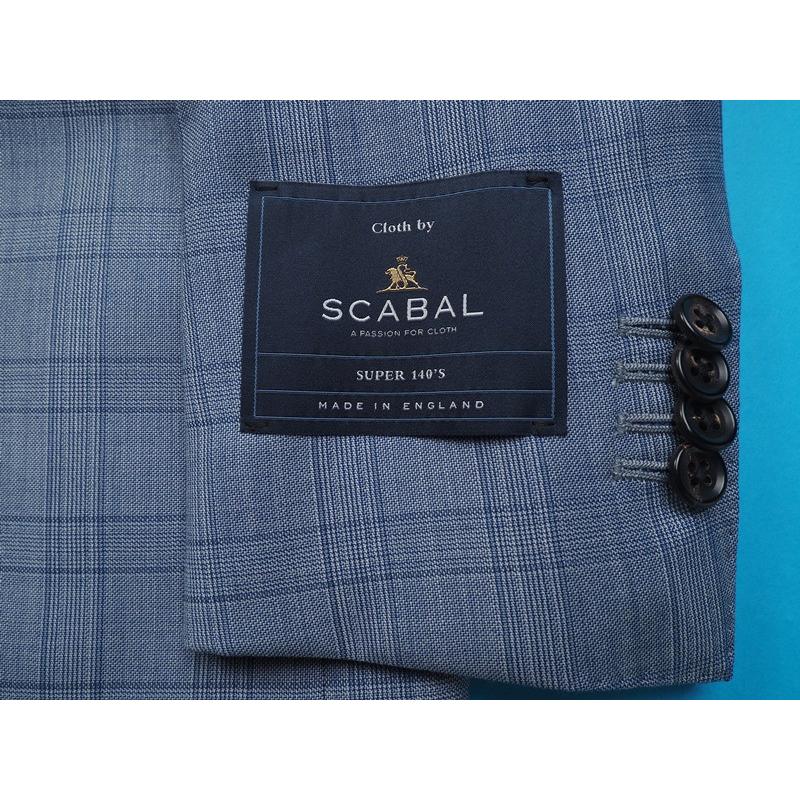 新品20.6万円 大手百貨店扱い 春秋 日本製『Scabal スキャバル 英国製生地』Super140Sウール グレンチェック柄スーツAB8青(H)1703681の画像
