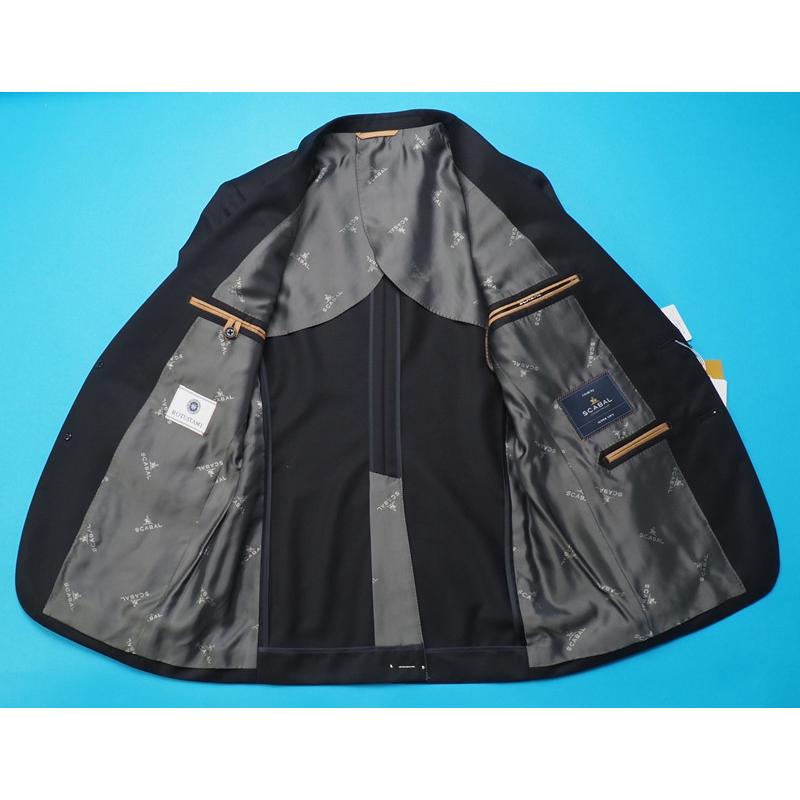 新品20.6万円 大手百貨店扱い 春秋 日本製『Scabal スキャバル 英国製生地』Super120Sウール 綾織り ソリッド無地 スーツYA5黒(A)1703691の画像