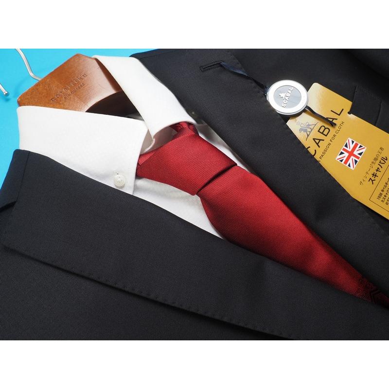 新品20.6万円 大手百貨店扱い 春秋 日本製『Scabal スキャバル 英国製生地』Super120Sウール 綾織り ソリッド無地 スーツYA5黒(A)1703691の画像
