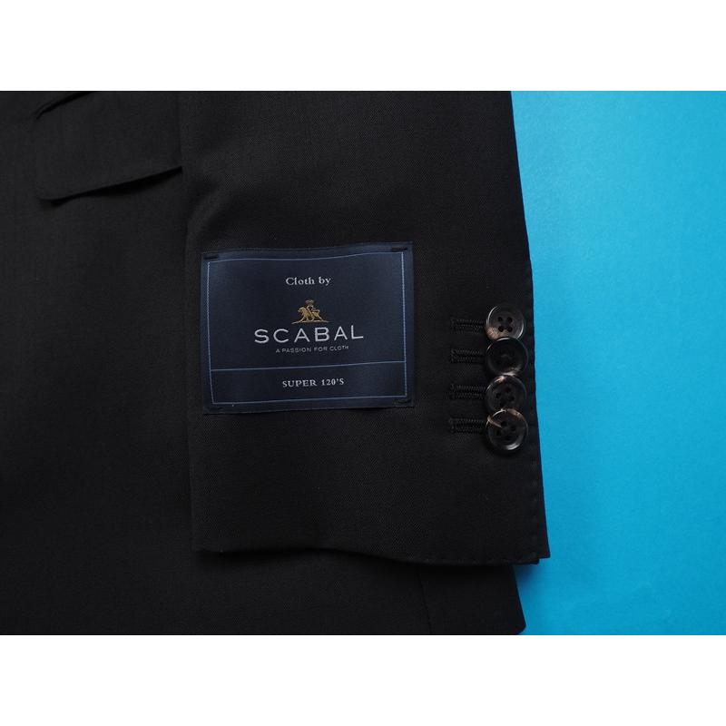 新品20.6万円 大手百貨店扱い 春秋 日本製『Scabal スキャバル 英国製生地』Super120Sウール 綾織り ソリッド無地 スーツYA5黒(A)1703691の画像