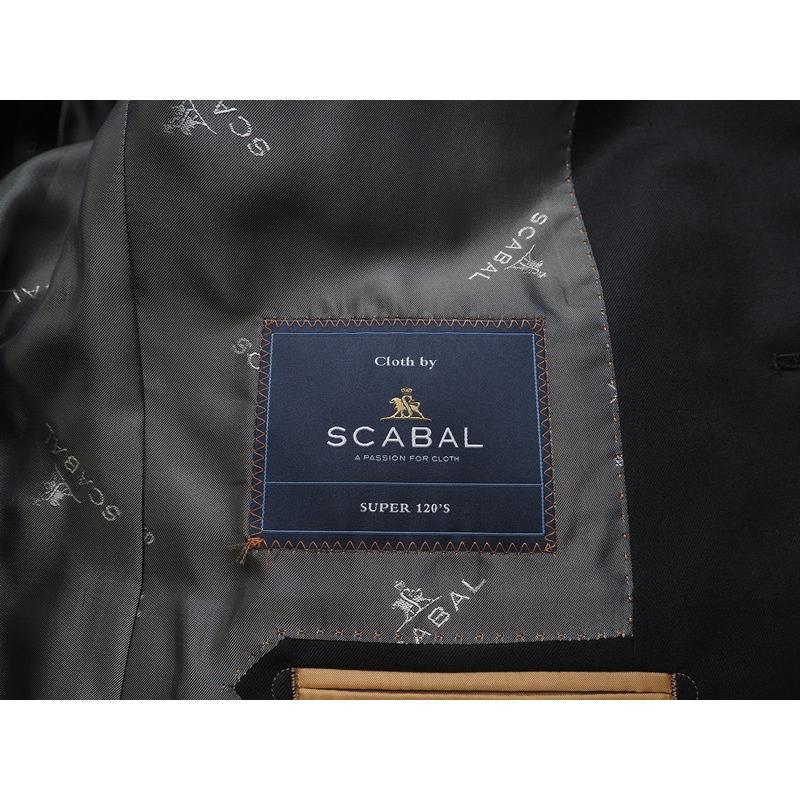 新品20.6万円 大手百貨店扱い 春秋 日本製『Scabal スキャバル 英国製生地』Super120Sウール 綾織り ソリッド無地 スーツYA5黒(A)1703691の画像