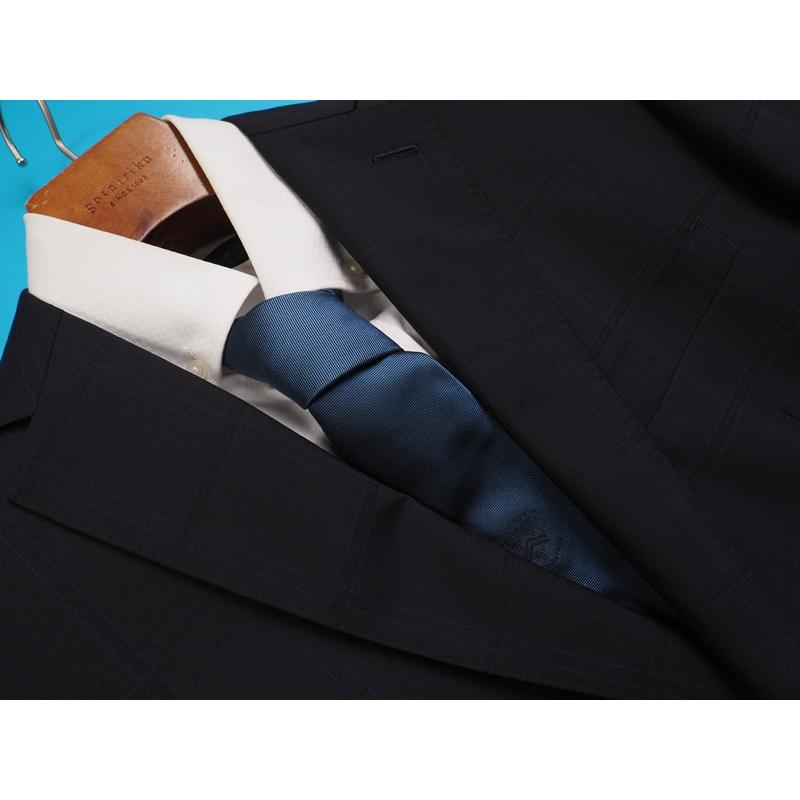 新品20.6万円 大手百貨店扱い 春夏 日本製『Scabal スキャバル 英国製生地』Super120Sウール チェック柄 スーツA6濃紺(B)1703871の画像