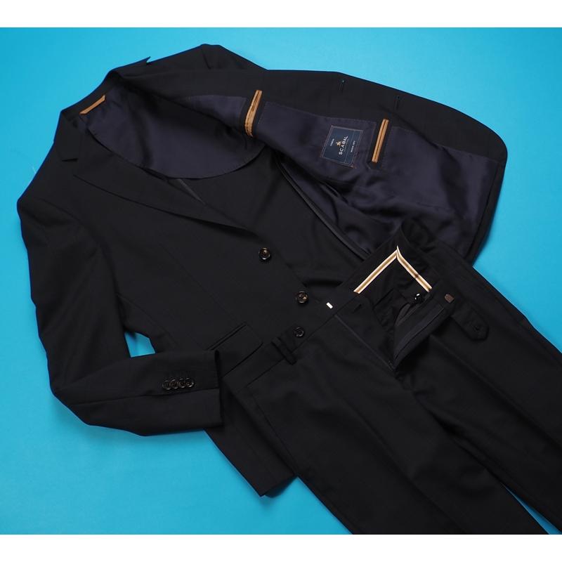 新品20.6万円 大手百貨店扱い 春夏 日本製『Scabal スキャバル 英国製生地』Super120Sウール チェック柄 スーツA6濃紺(B)1703871の画像