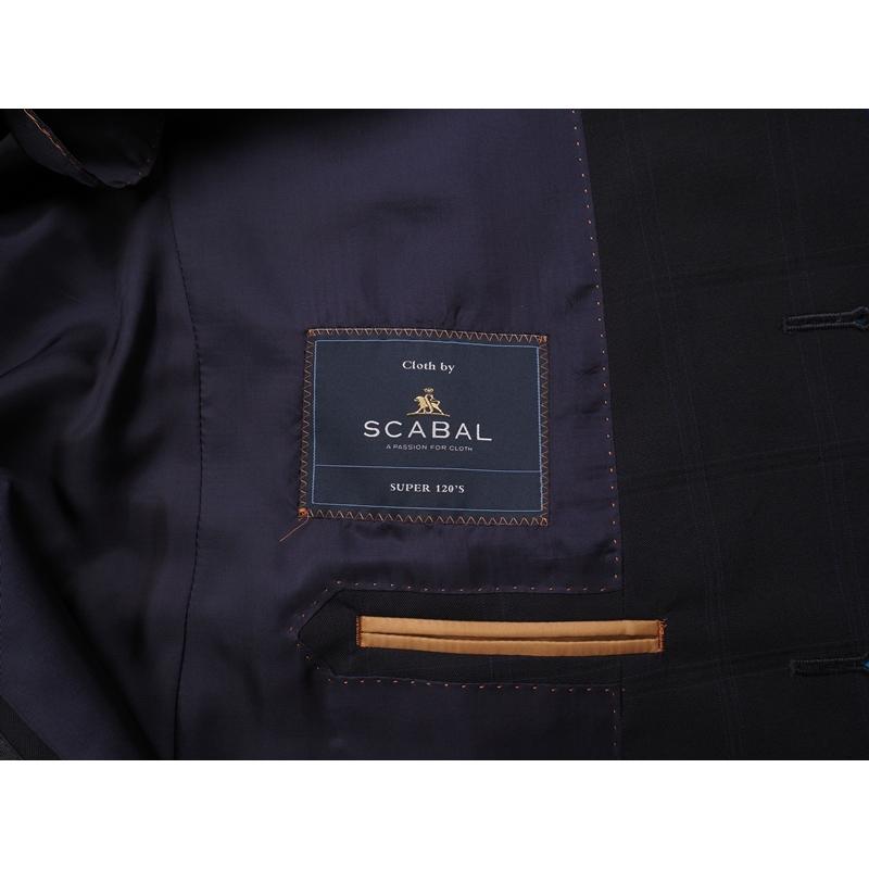 新品20.6万円 大手百貨店扱い 春夏 日本製『Scabal スキャバル 英国製生地』Super120Sウール チェック柄 スーツA6濃紺(B)1703871の画像