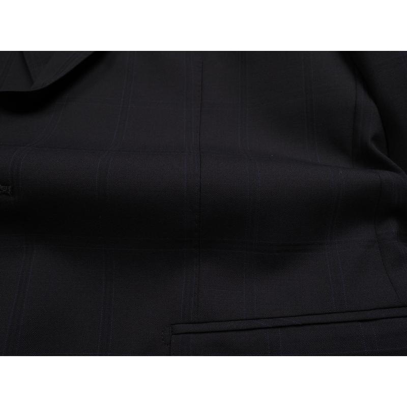 新品20.6万円 大手百貨店扱い 春夏 日本製『Scabal スキャバル 英国製生地』Super120Sウール チェック柄 スーツA6濃紺(B)1703871の画像
