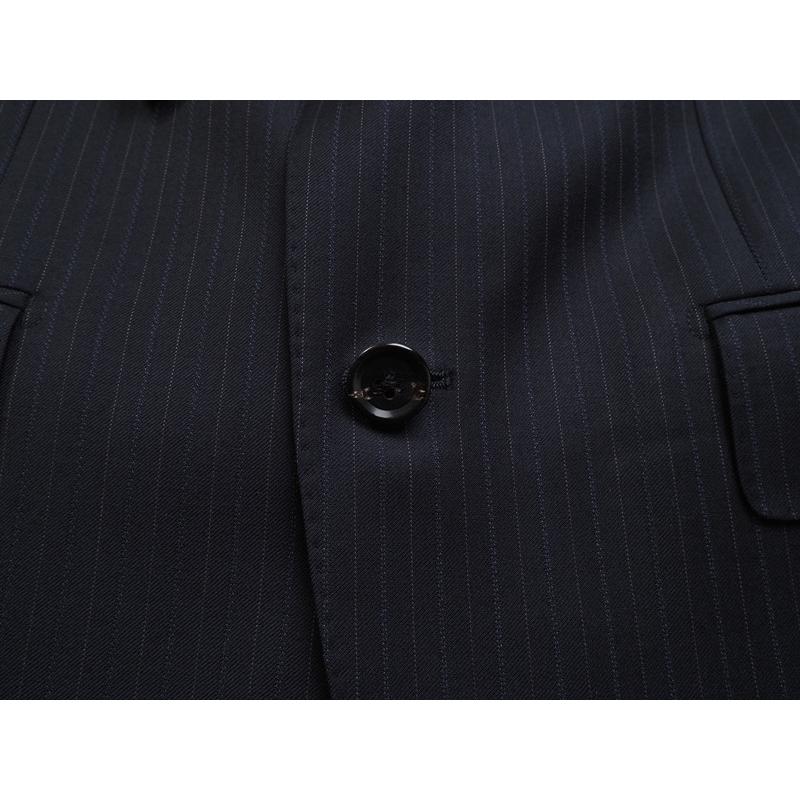 新品20.6万円 大手百貨店扱い 春秋 日本製『Scabal スキャバル 英国製生地』Super140Sウール 綾織 艶感 ストライプ スーツA6紺(B)1703881の画像