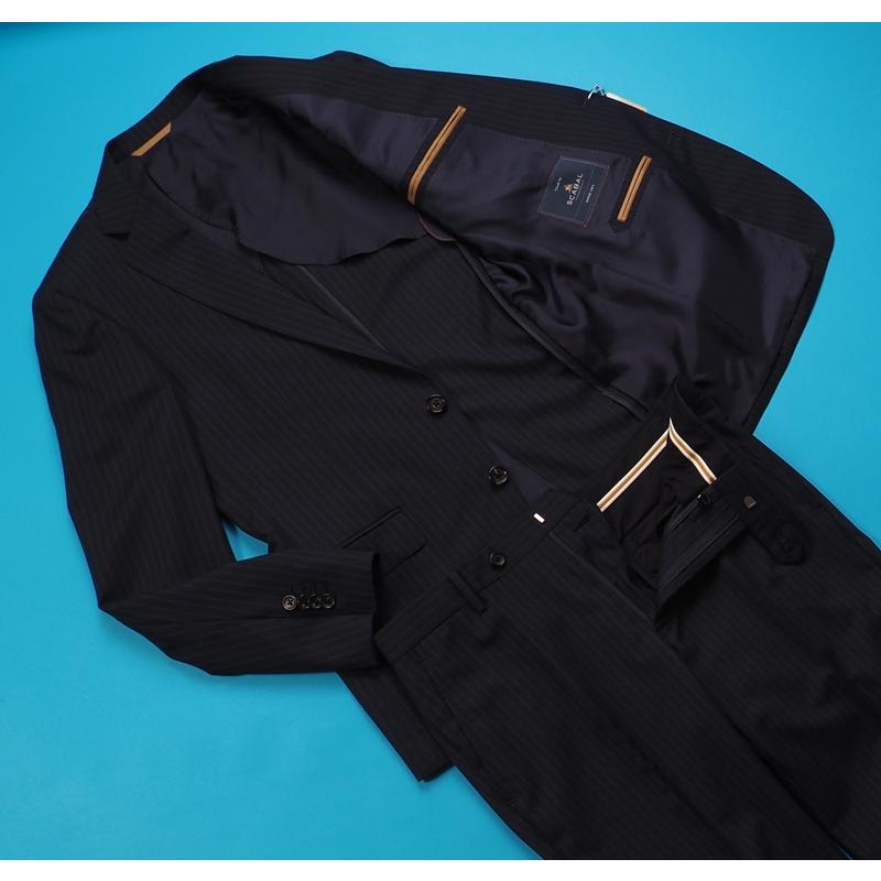 新品20.6万円 大手百貨店扱い 春夏 日本製『Scabal スキャバル 英国製生地』Super120Sウール ストライプ スーツAB5濃紺(B)1704071の画像
