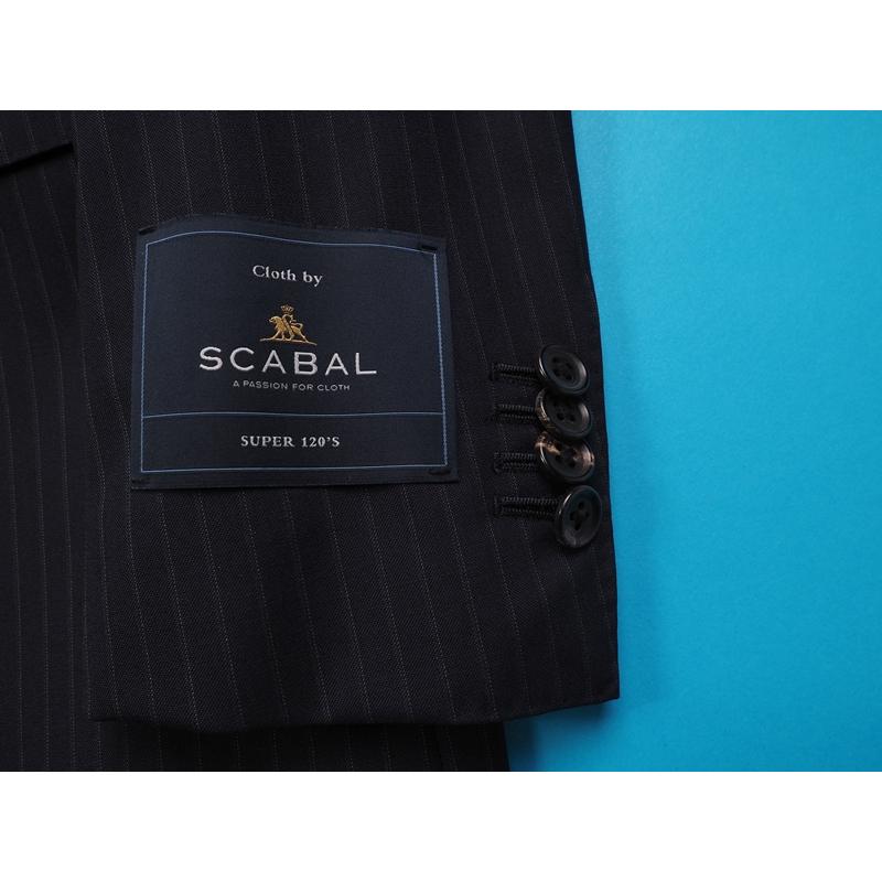 新品20.6万円 大手百貨店扱い 春夏 日本製『Scabal スキャバル 英国製生地』Super120Sウール ストライプ スーツAB7濃紺(B)1704071の画像