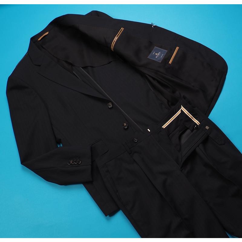 新品20.6万円 大手百貨店扱い 春夏 日本製『Scabal スキャバル 英国製生地』Super120ウール ストライプ スーツA5濃紺(B)1704271の画像