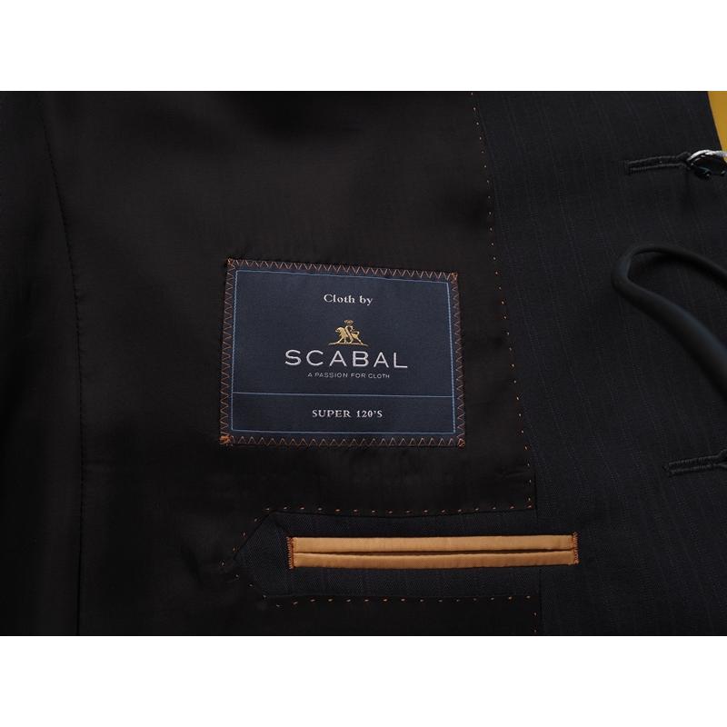 新品20.6万円 大手百貨店扱い 春夏 日本製『Scabal スキャバル 英国製生地』Super120ウール ストライプ スーツA5濃紺(B)1704271の画像