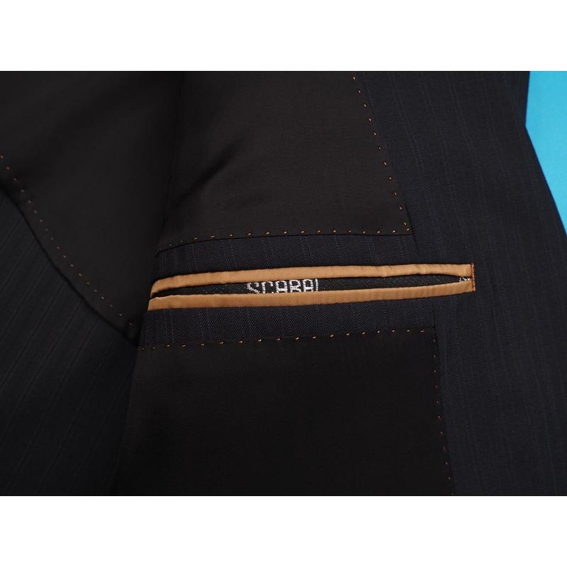 新品20.6万円 大手百貨店扱い 春夏 日本製『Scabal スキャバル 英国製生地』Super120ウール ストライプ スーツA5濃紺(B)1704271の画像