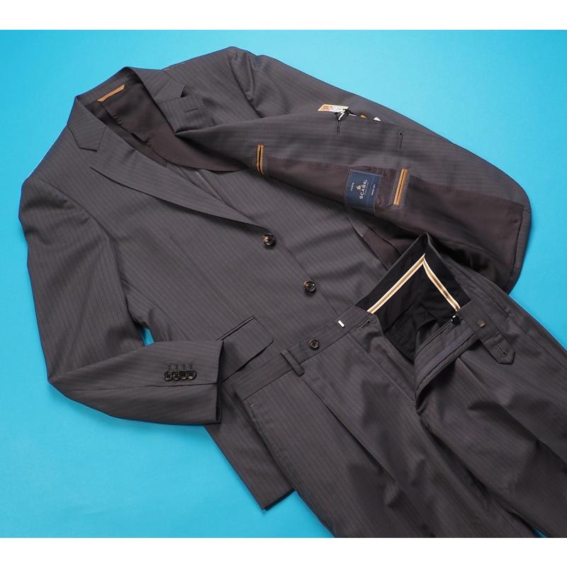 新品20.6万円 大手百貨店扱い 春夏 日本製『Scabal スキャバル 英国製生地』Super120Sウール ストライプ スーツBB6灰(H)1704471の画像