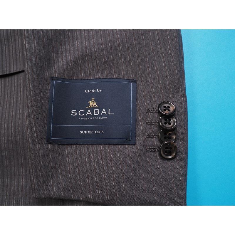 新品20.6万円 大手百貨店扱い 春夏 日本製『Scabal スキャバル 英国製生地』Super120Sウール ストライプ スーツBB7灰(H)1704471の画像