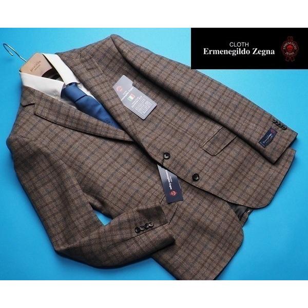 新品12.9万円 大手百貨店扱い 秋冬『Ermenegildo Zegna ゼニア Trofeo Cashmere 伊生地』カシミヤ混フランネル ジャケットAB8茶(D) 3053060