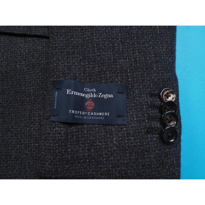 新品12.9万円 大手百貨店扱い『Ermenegildo Zegna ゼニア Trofeo Cashmere 伊製生地』カシミヤ混 ツイード ジャケットA7灰(H) 3053490の画像