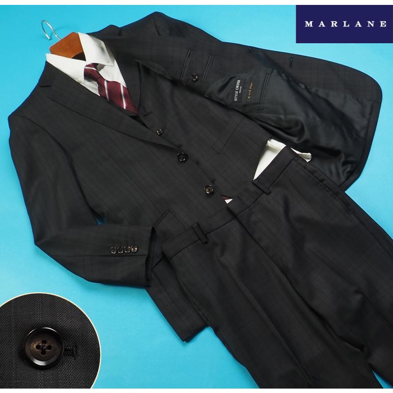 新品16.4万円 オンワード樫山 Selflex 日本製 秋冬『MARLANE マルラーネ 伊製生地』ウール スリーピース スーツ Y94(YA5程度)濃灰 352392