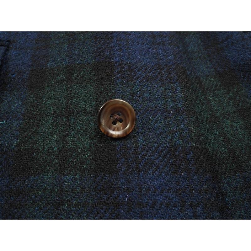 新品 オンワード樫山 Selflex 日本製『Harris Tweed ハリスツイード 英国生地』ウール100% 比翼 コート L程度 青緑 352445の画像