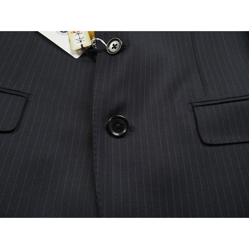 新品サンプル20.6万円 大手百貨店扱い 春秋 日本製『Scabal スキャバル 英国製生地』Super140Sウール ストライプ スーツA5紺(B) 4501581の画像