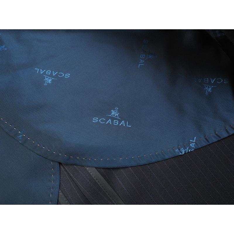 新品サンプル20.6万円 大手百貨店扱い 春秋 日本製『Scabal スキャバル 英国製生地』Super140Sウール ストライプ スーツA5紺(B) 4501581の画像