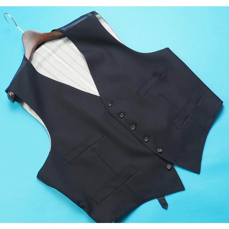 新品29.7万円 Henry Poole ヘンリープール 日本製 秋冬【橋本毛織 国産】ウール100% ギャバジン スリーピーススーツA122(BE8程)濃紺 4885の画像