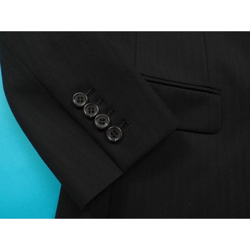新品9.7万円 オンワード樫山 Selflex 日本製 秋冬 裏地ジャガード ウール100％ シャドーストライプ スーツ A98(A6〜AB6程)黒 523160の画像