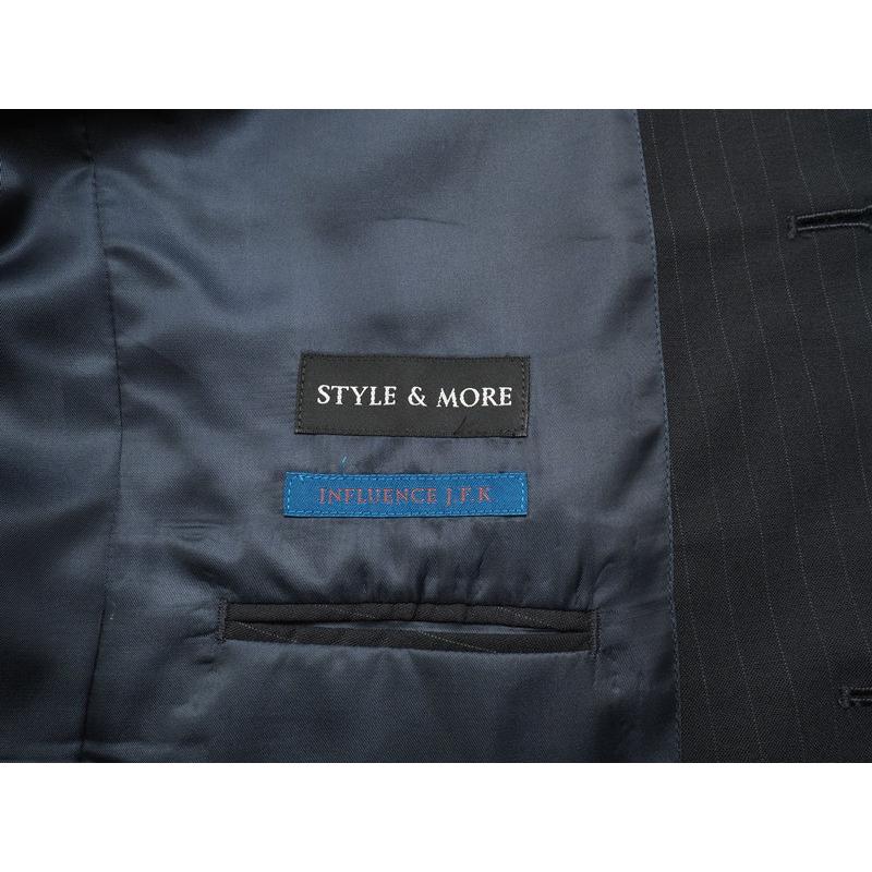 新品8.9万円 オンワード樫山 STYLE&MORE 日本製 春夏 ウール100% ストライプスーツA102(AB6程度)濃紺 555019の画像