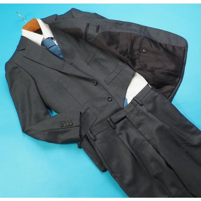 新品 オンワード樫山 Henry Poole ヘンリープール 日本製 秋冬【橋本毛織 国産生地】微起毛 スリーピース スーツA94(A6程度相当)灰 609094の画像
