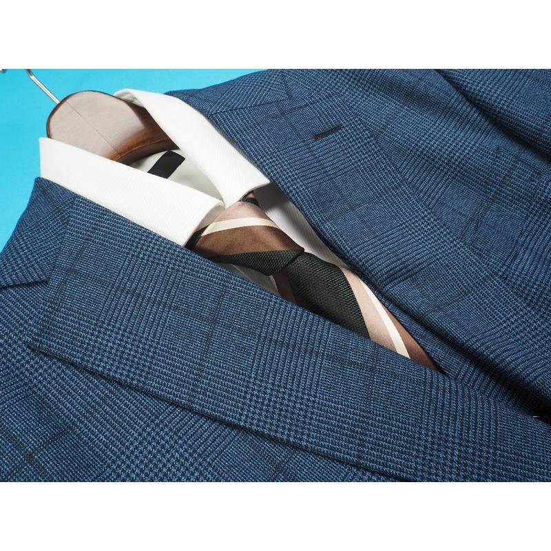 新品33万円 オンワード樫山×伊勢丹 日本製 秋冬『Ariston アリストン 伊製生地』ウール100% スリーピーススーツD7/48(A6程度)青 626175の画像