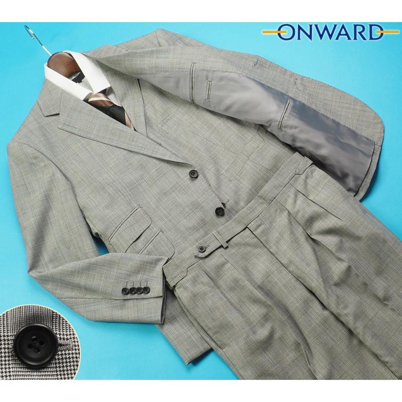新品17.6万円 オンワード樫山×伊勢丹 日本製 秋冬【橋本毛織 国産生地】ウール100% スリーピーススーツ D6/48(A6程度)白黒 628150