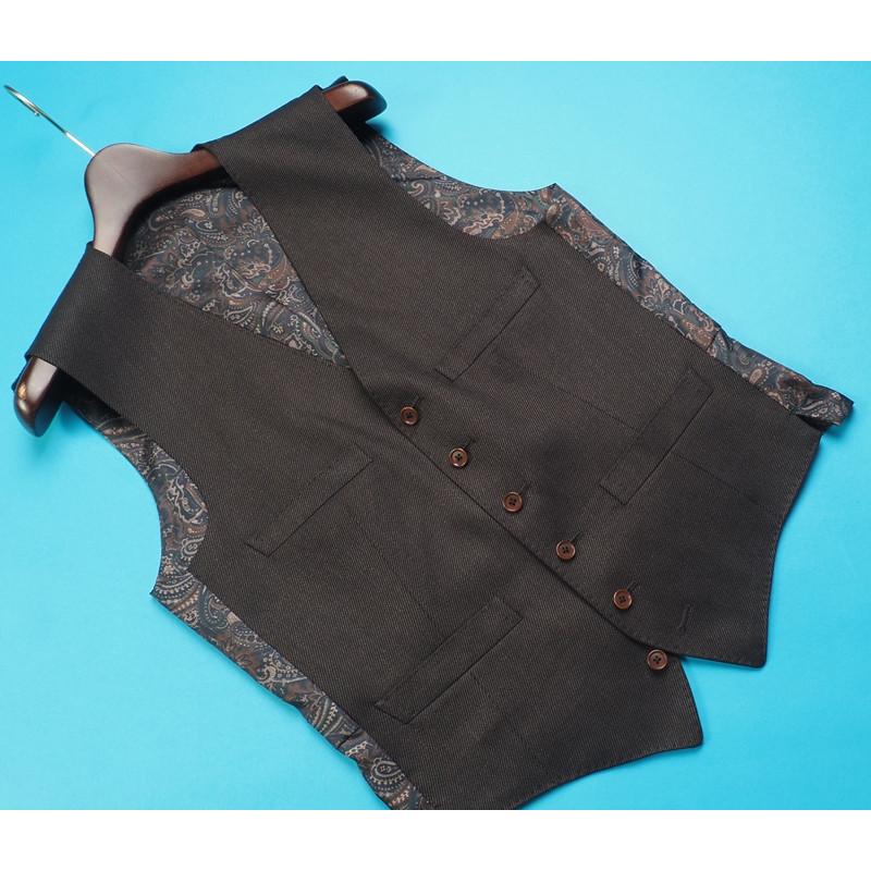 新品19.8万円 オンワード樫山×伊勢丹 日本製 秋冬『TRABALDO TOGNA  伊製生地』ウールカルゼ スリーピーススーツD7/45(A5程度)濃茶 628158の画像
