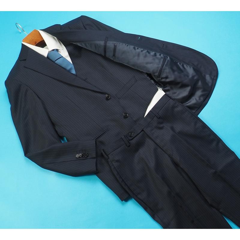 新品19.8万円 オンワード樫山×伊勢丹メンズ 日本製 秋冬『Gran Torino 伊製生地』 ウール100％ スリーピース スーツ D6/54(A8〜AB8程度相当)紺 629518の画像