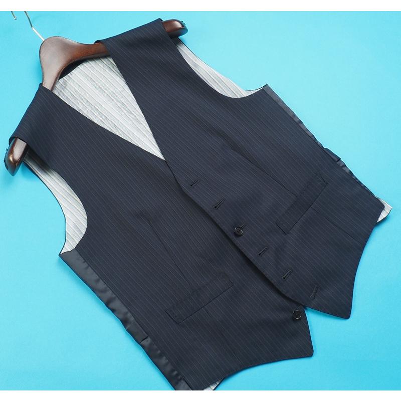 新品19.8万円 オンワード樫山×伊勢丹メンズ 日本製 秋冬『Gran Torino 伊製生地』 ウール100％ スリーピース スーツ D6/54(A8〜AB8程度相当)紺 629518の画像