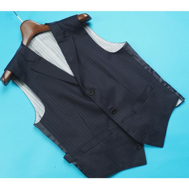 新品19.8万円 オンワード樫山×伊勢丹メンズ 日本製 秋冬『BOWER ROEBUCK 英国製生地 』艶感 スリーピーススーツ D6/52(A7程度相当)紺 629535の画像