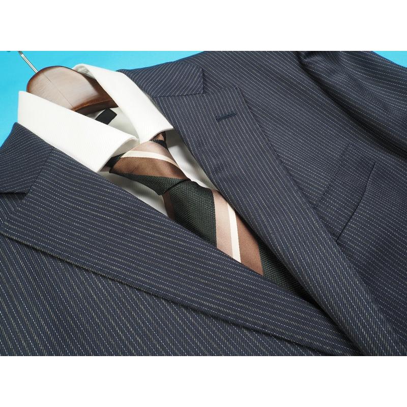 美品　トゥモローランド　Fred Ambler ネイビースーツ　ストライプ　48 新品 大手百貨店扱い 日本製 秋冬『FRED AMBLER 英国製生地』ウール100