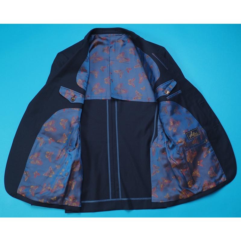 新品28.4万円 オンワード樫山 Selflex 日本製 春秋『PIACENZA ピアツェンツァ 伊製生地』ウール100% スリーピーススーツ A96(A6)紺 800007の画像