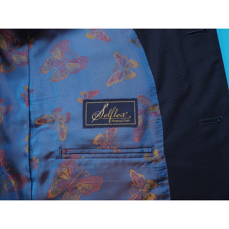新品28.4万円 オンワード樫山 Selflex 日本製 春秋『PIACENZA ピアツェンツァ 伊製生地』ウール100% スリーピーススーツ A96(A6)紺 800007の画像