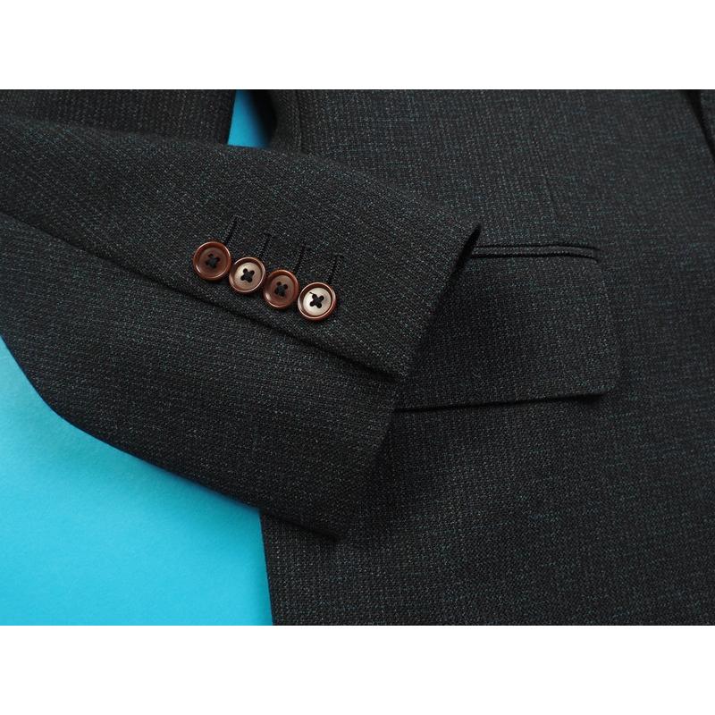新品24.7万円 オンワード樫山 Dots&Loops 日本製 秋冬 ウール100% ホップサック スリーピーススーツ D6/46(A5程度) 緑 802724の画像