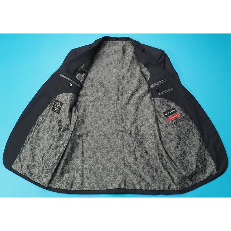 新品16.1万円 オンワード樫山 STYLE&MORE 日本製 秋冬『TESSE テッセ 伊製生地』バーズアイ スリーピーススーツA94(A5程度)濃紺 832516の画像