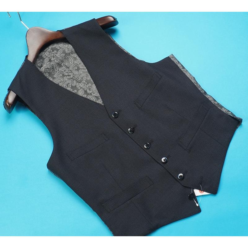 新品16.1万円 オンワード樫山 STYLE&MORE 日本製 秋冬『TESSE テッセ 伊製生地』バーズアイ スリーピーススーツA94(A5程度)濃紺 832516の画像