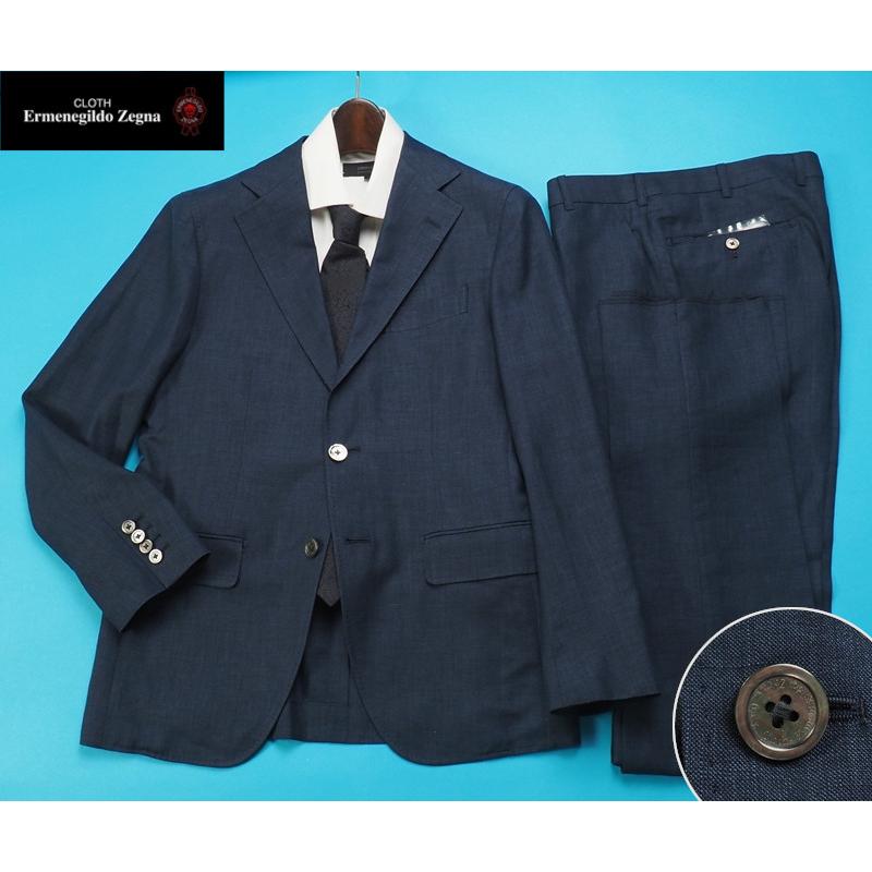 新品21.1万円 オンワード樫山 Selflex 日本製 春夏『Ermenegildo Zegna ゼニア Trofeo 伊製生地』ウール100% スーツ A92(A4程度)紺 839793