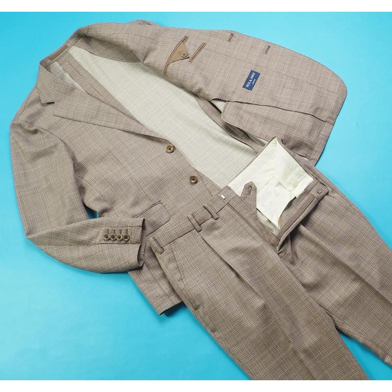 新品13万円 オンワード樫山 Selflex 日本製 春夏『REDA レダ 伊製生地』Super110Sウール ホップサック スーツ A96(A6程度)茶 840122の画像